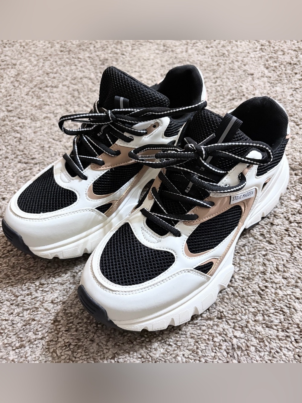 Steve Madden Black, White & Tan Chunky Sneakers